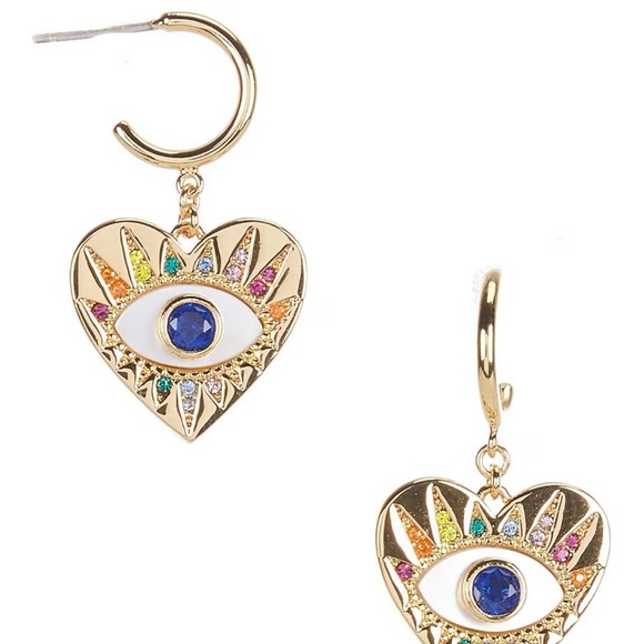 NWT Kate Spade New York Evil Eye Huggie Drop Earrings - Picture 3 of 3